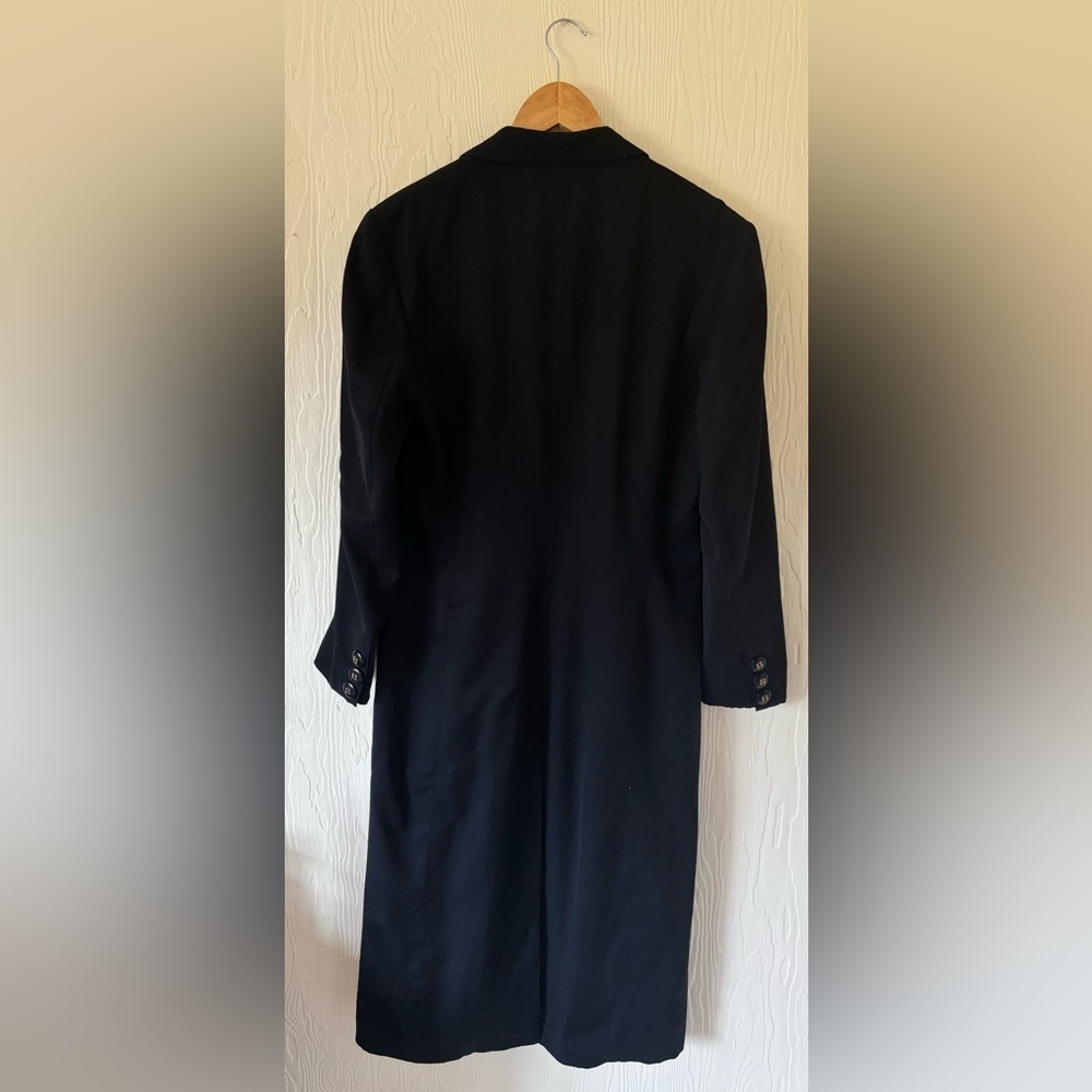 Vintage Louis Feraud Double Breasted Lightweight Wool Black Trench Coat Jacket - Picture 13 of 15